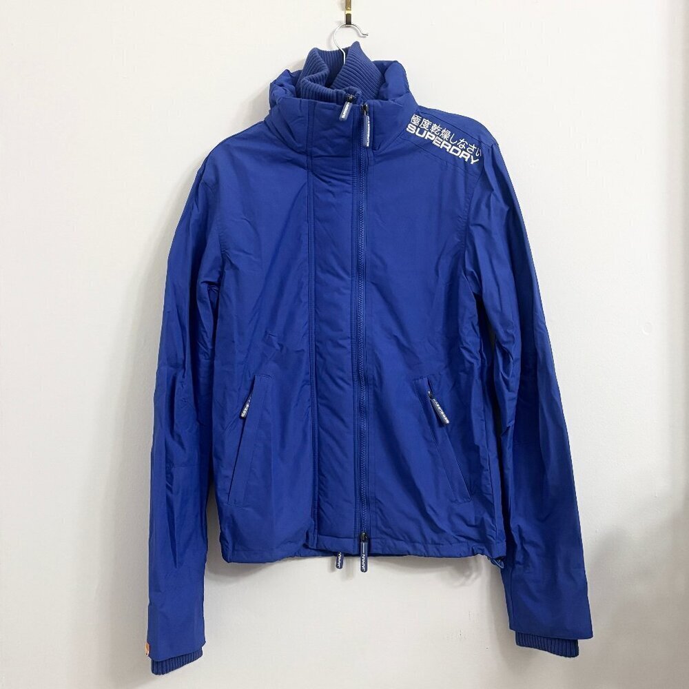 EUC Superdry Japan Windcheater Triple Zip Royal Blue Coat Jacket - Small MT2655